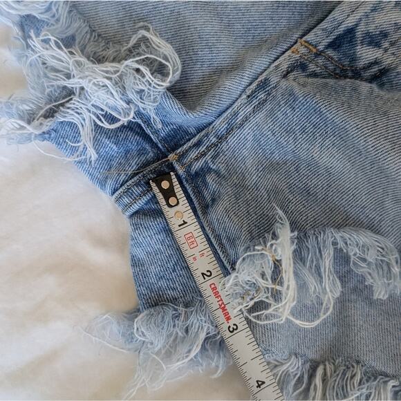 AGOLDE Parker Vintage Distressed High Waisted Cut Off Denim Shorts Blue, size 25 - Picture 9 of 9